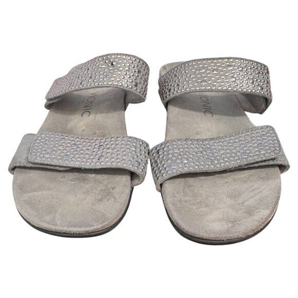 Vionic Womens Rest Samoa Slide Sandals Black Leather Slip Ons Size US 6 - Picture 1 of 3